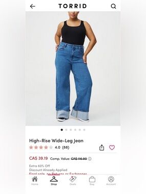 Torrid high rise wide leg jeans 18 BNWT
